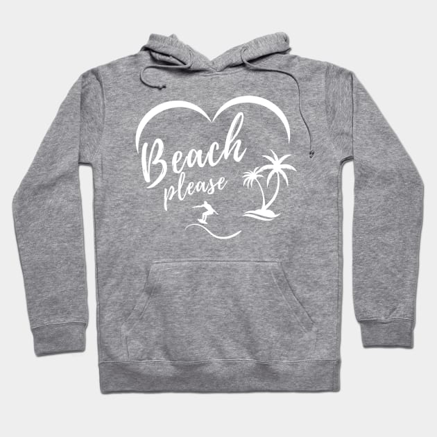 Beach Please t-shirt with an abstract heart logo Hoodie by Artful Wear